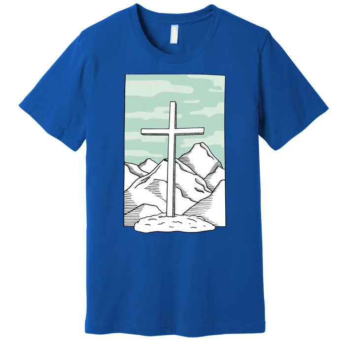 Jesus Mountain Cross Premium T-Shirt