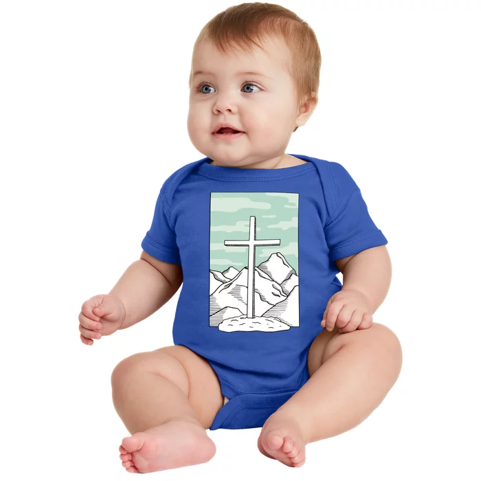 Jesus Mountain Cross Baby Bodysuit