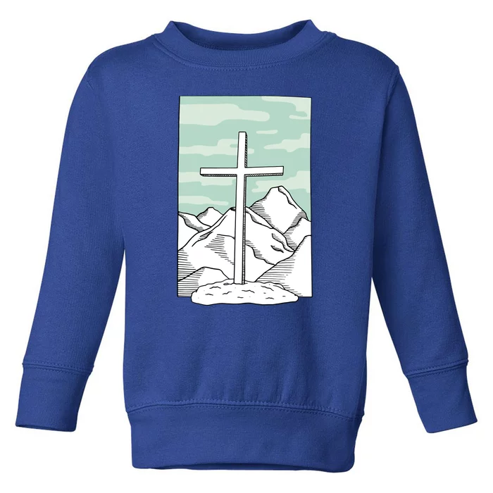 Jesus Mountain Cross Toddler Sweatshirt