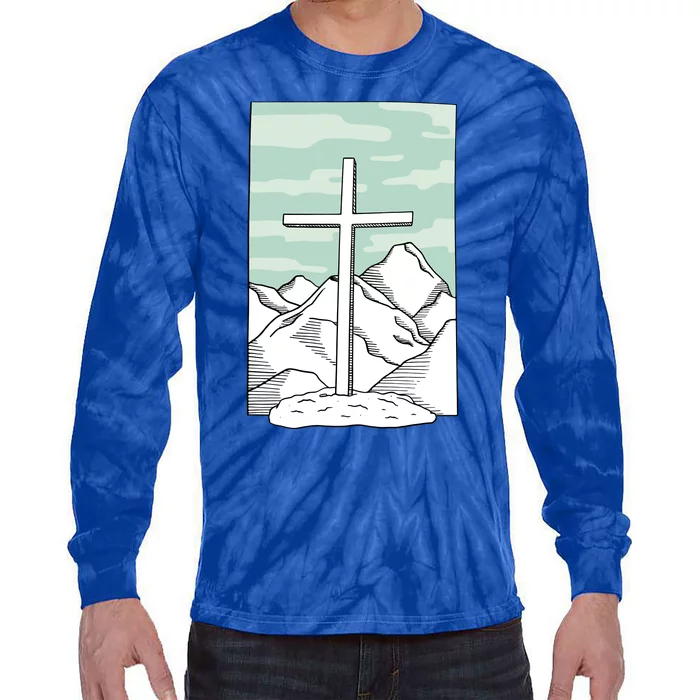 Jesus Mountain Cross Tie-Dye Long Sleeve Shirt