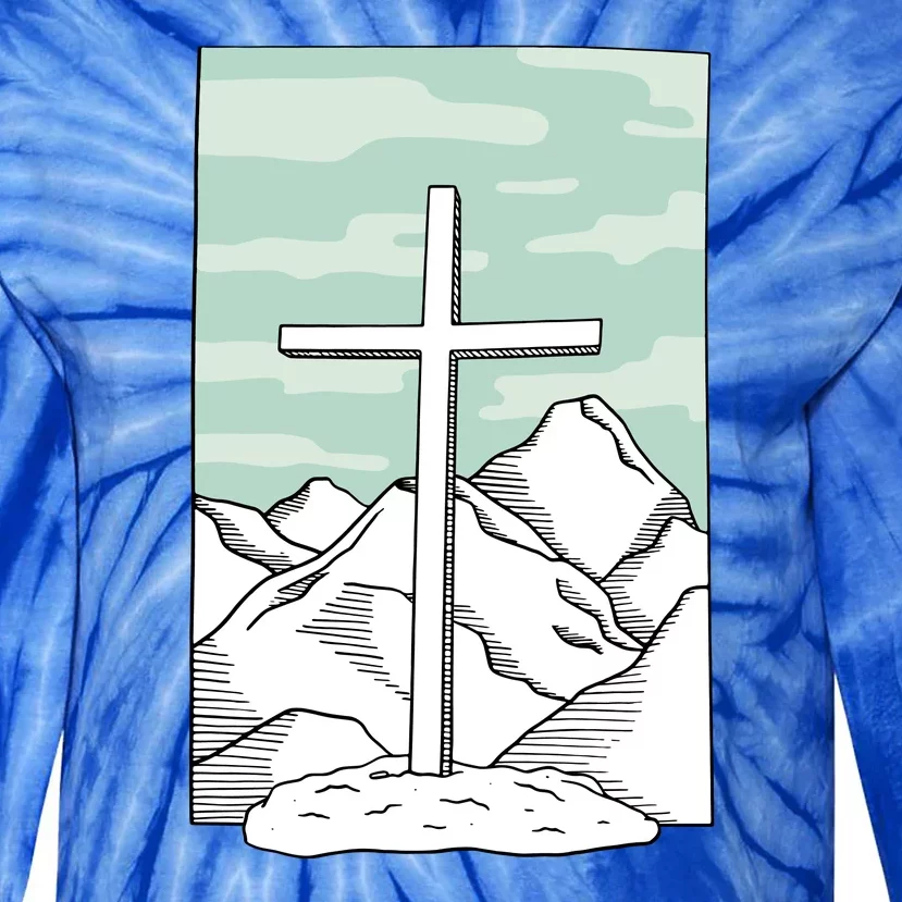 Jesus Mountain Cross Tie-Dye Long Sleeve Shirt