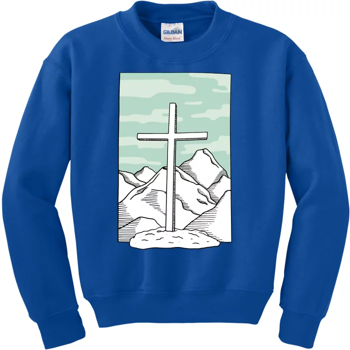 Jesus Mountain Cross Kids Sweatshirt