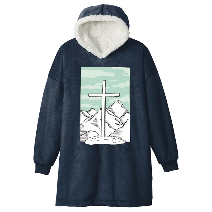 Jesus Mountain Cross Hooded Wearable Blanket