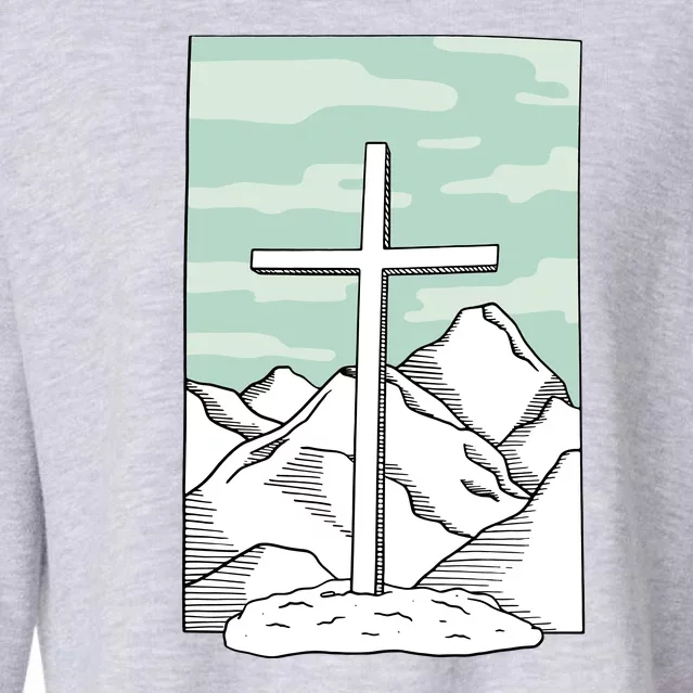 Jesus Mountain Cross Cropped Pullover Crew