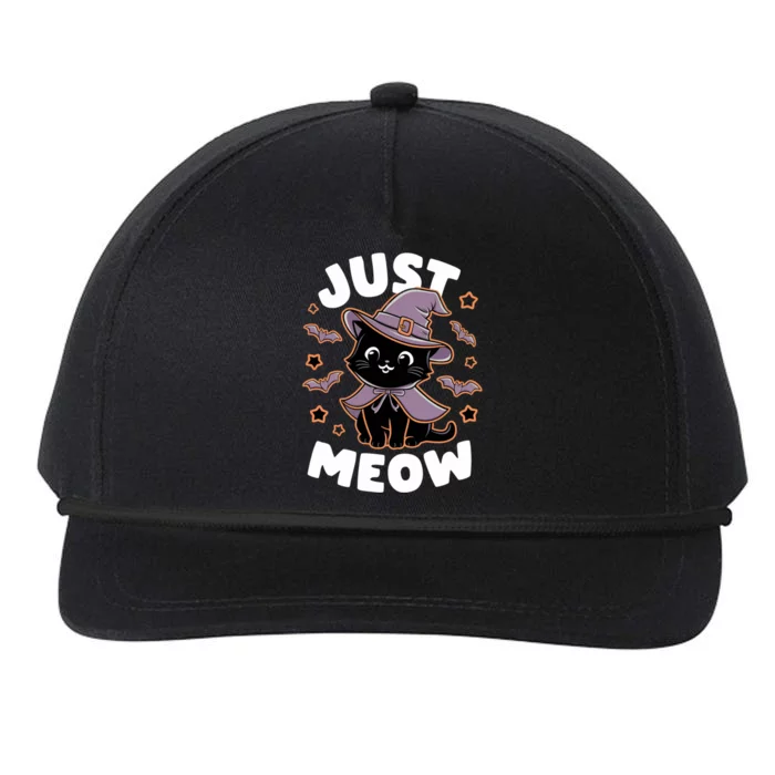 Just Meow Cute Black Cat Halloween Witch Costume Funny Gift Snapback Five-Panel Rope Hat