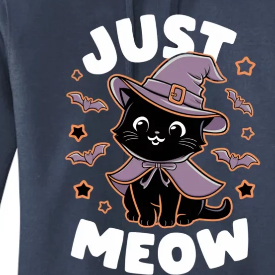 Just Meow Cute Black Cat Halloween Witch Costume Funny Gift Women's Pullover Hoodie