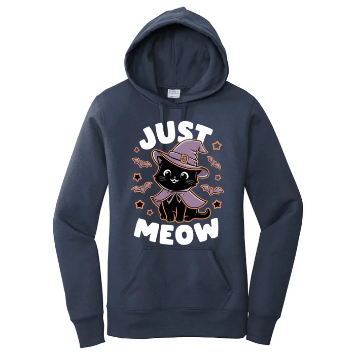 Just Meow Cute Black Cat Halloween Witch Costume Funny Gift Women's Pullover Hoodie