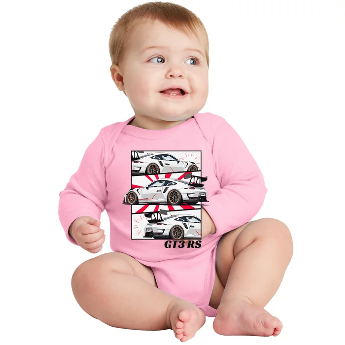 Jdm Motorsports Car Drift Gt3 Rs Car Comic Style Japan Baby Long Sleeve Bodysuit