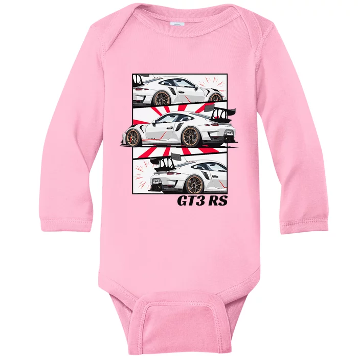 Jdm Motorsports Car Drift Gt3 Rs Car Comic Style Japan Baby Long Sleeve Bodysuit