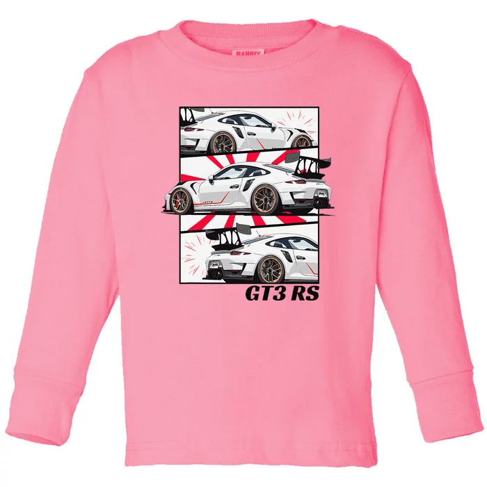 Jdm Motorsports Car Drift Gt3 Rs Car Comic Style Japan Toddler Long Sleeve Shirt