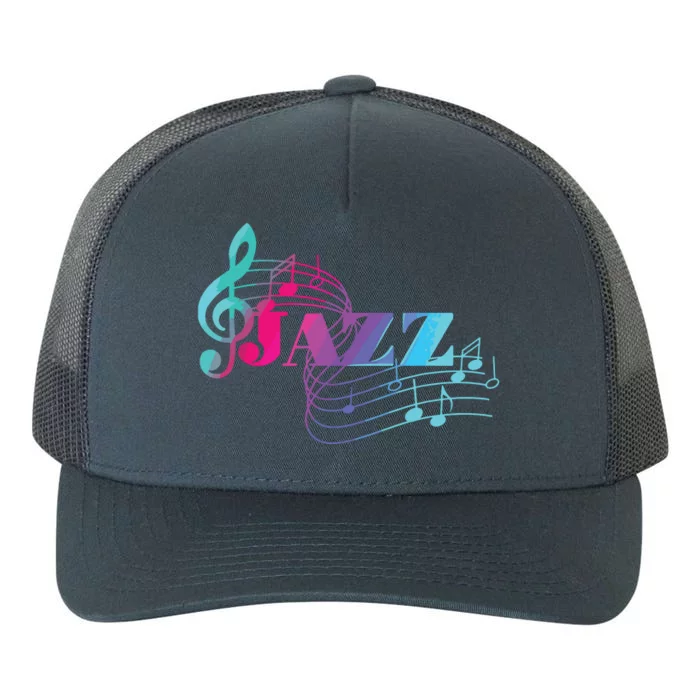 Jazz Musician Colorful Sheet Music Jazz Notes Yupoong Adult 5-Panel Trucker Hat