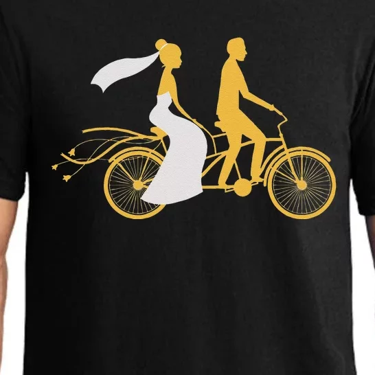 Just Married Couple Tandem Bike Wedding Anniversary Marriage Pajama Set