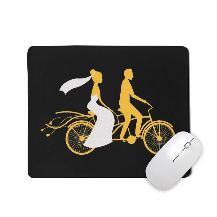 Just Married Couple Tandem Bike Wedding Anniversary Marriage Mousepad