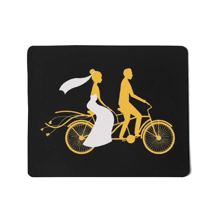 Just Married Couple Tandem Bike Wedding Anniversary Marriage Mousepad