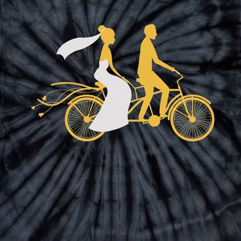 Just Married Couple Tandem Bike Wedding Anniversary Marriage Tie-Dye T-Shirt