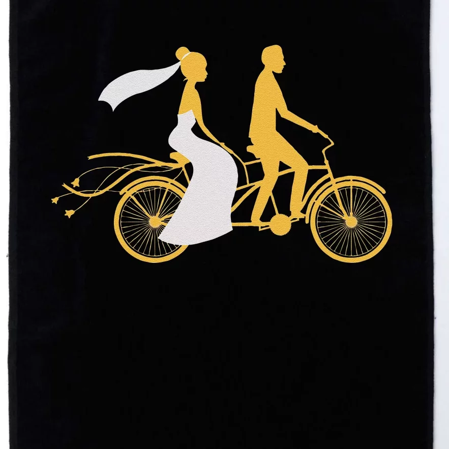 Just Married Couple Tandem Bike Wedding Anniversary Marriage Platinum Collection Golf Towel