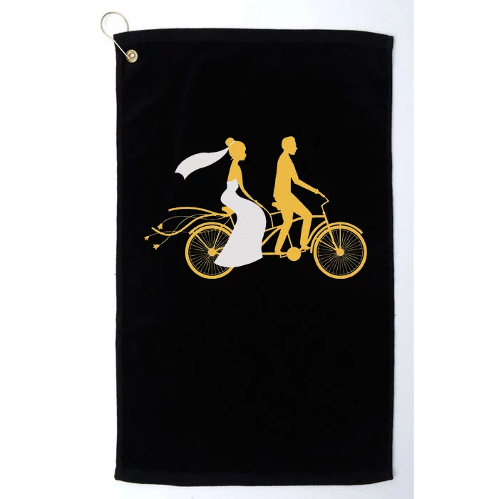 Just Married Couple Tandem Bike Wedding Anniversary Marriage Platinum Collection Golf Towel