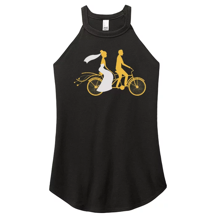 Just Married Couple Tandem Bike Wedding Anniversary Marriage Women’s Perfect Tri Rocker Tank