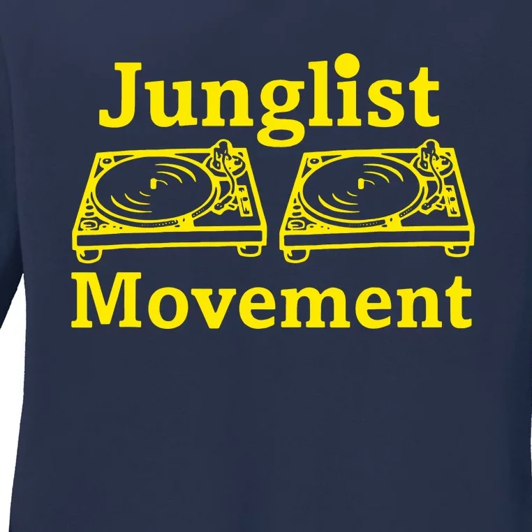 Junglist Movement Dj Turntables Ladies Long Sleeve Shirt