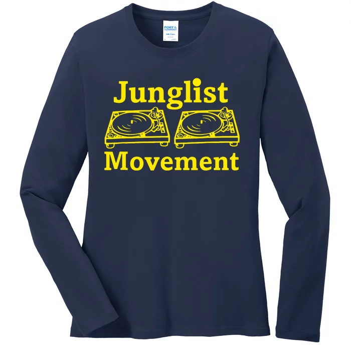 Junglist Movement Dj Turntables Ladies Long Sleeve Shirt