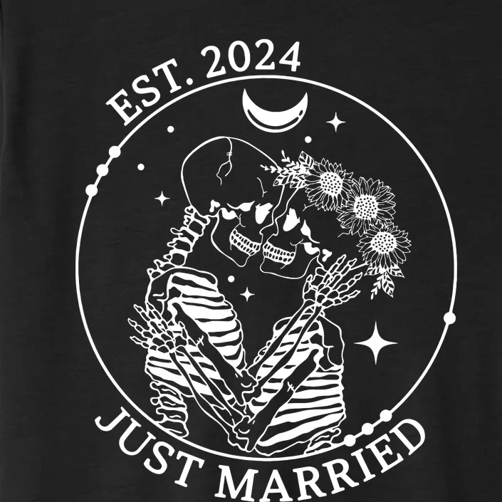 Just Married Est 2024 Halloween Skeleton Couples Matching ChromaSoft Performance T-Shirt