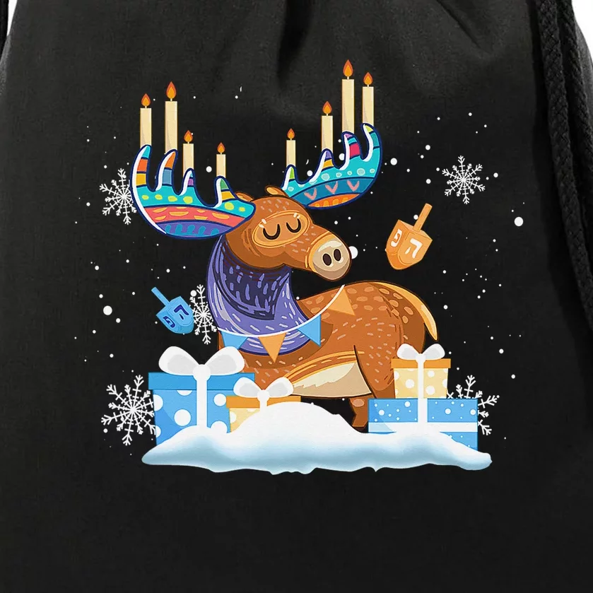 Jewish Moose Funny Hanukkah Shirt Moose Pajamas Gifts Girls Drawstring Bag