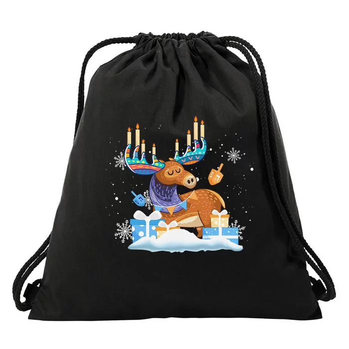 Jewish Moose Funny Hanukkah Shirt Moose Pajamas Gifts Girls Drawstring Bag