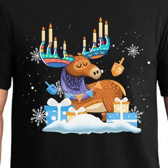 Jewish Moose Funny Hanukkah Shirt Moose Pajamas Gifts Girls Pajama Set