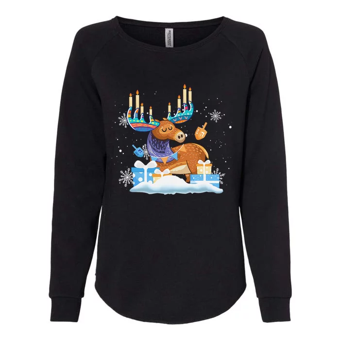 Jewish Moose Funny Hanukkah Shirt Moose Pajamas Gifts Girls Womens California Wash Sweatshirt