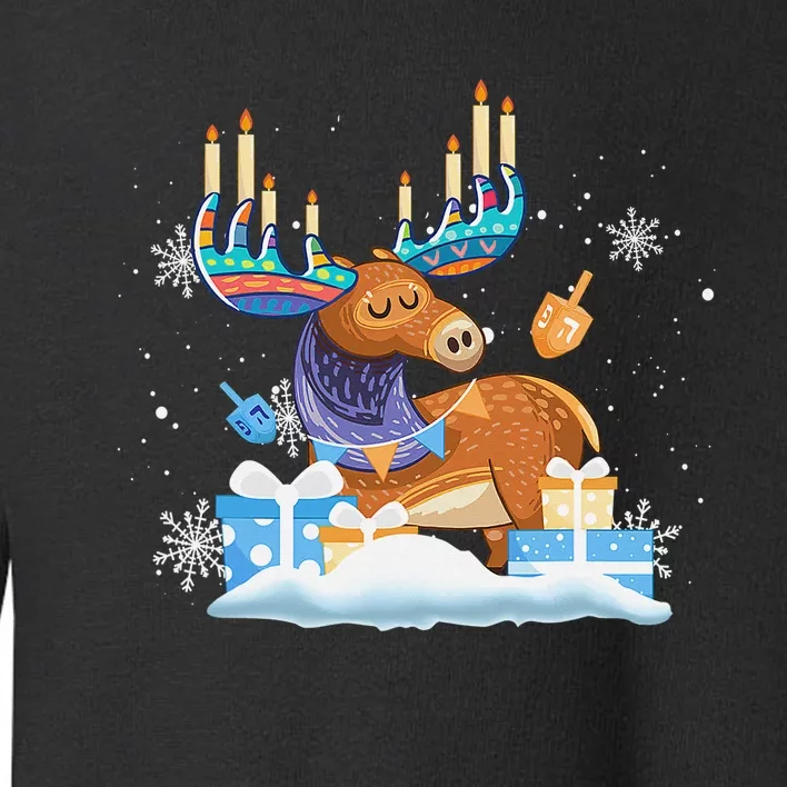 Jewish Moose Funny Hanukkah Shirt Moose Pajamas Gifts Girls Toddler Sweatshirt