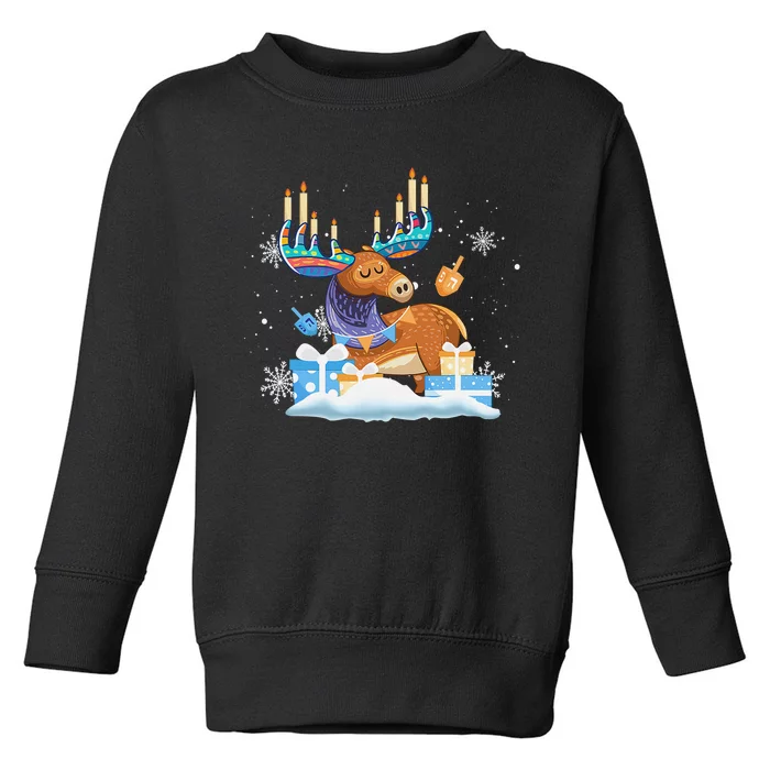 Jewish Moose Funny Hanukkah Shirt Moose Pajamas Gifts Girls Toddler Sweatshirt