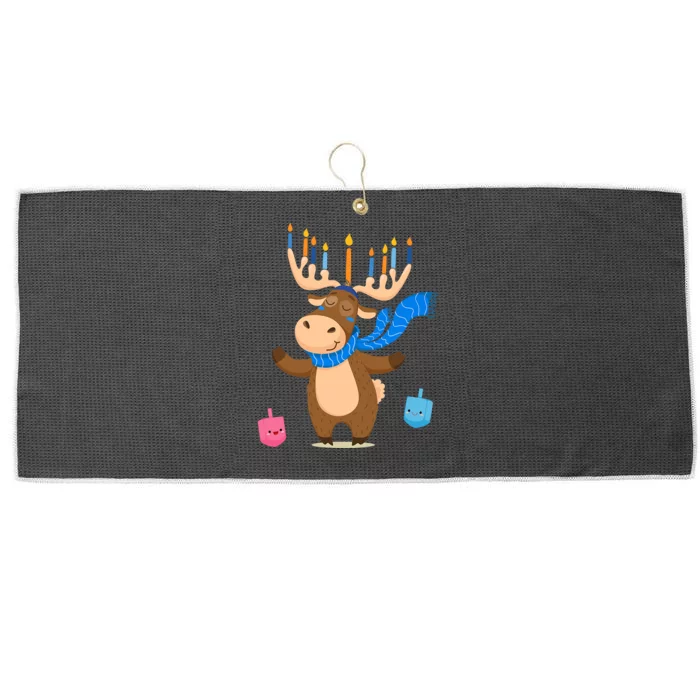 Jewish Moose Funny Hanukkah Moose Pajamas Large Microfiber Waffle Golf Towel