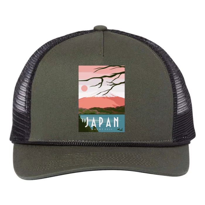 Japan Mount Fuji Retro Vintage Poster Retro Rope Trucker Hat Cap