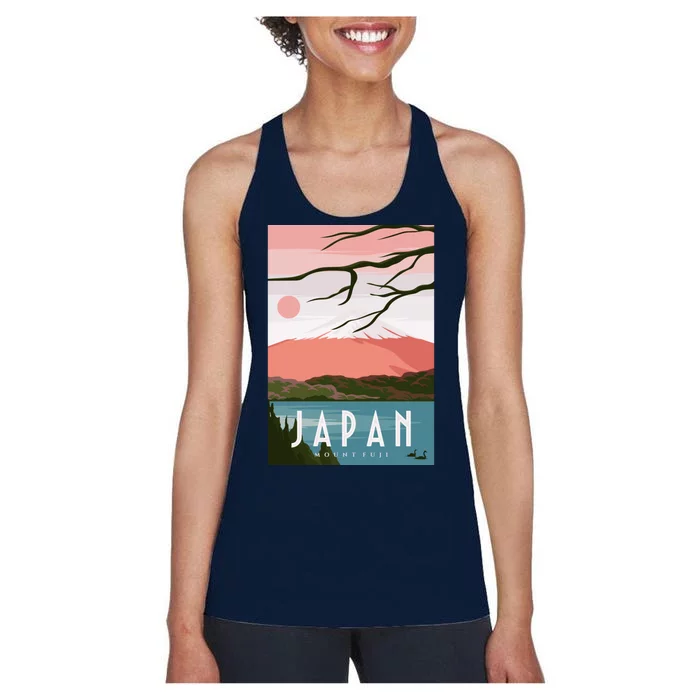 Japan Mount Fuji Retro Vintage Poster Women's Racerback Tank