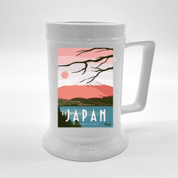 Japan Mount Fuji Retro Vintage Poster Front & Back Beer Stein