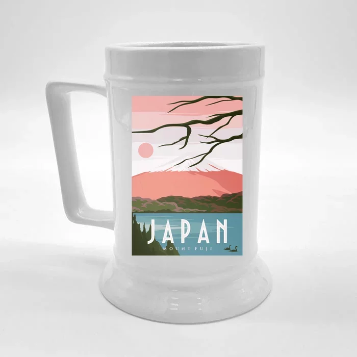 Japan Mount Fuji Retro Vintage Poster Front & Back Beer Stein