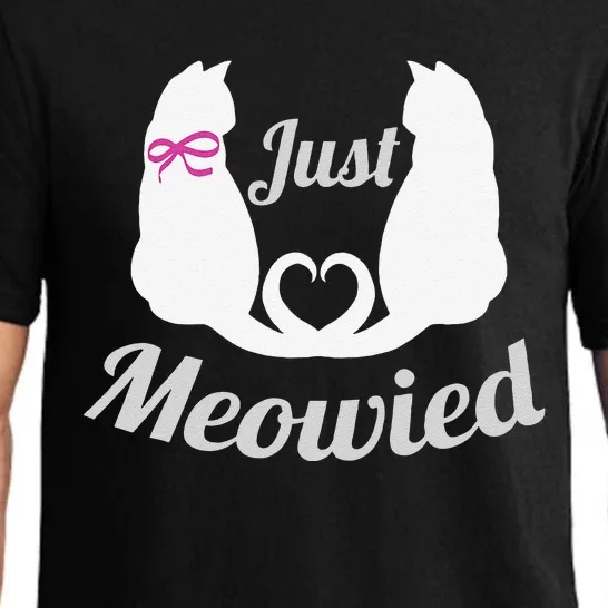 Just Meowied Funny Cute Married Couple Cat Pun Gifts Pajama Set