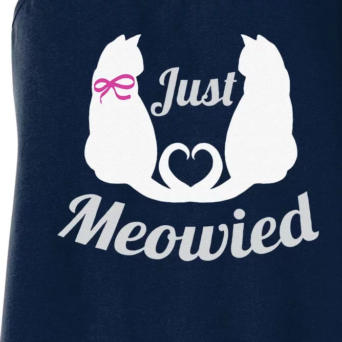 Just Meowied Funny Cute Married Couple Cat Pun Gifts Women's Racerback Tank