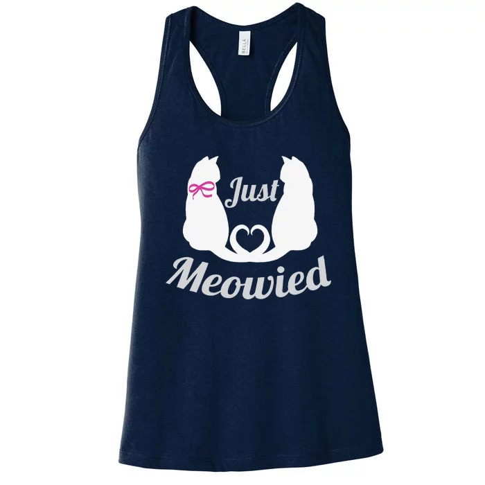 Just Meowied Funny Cute Married Couple Cat Pun Gifts Women's Racerback Tank