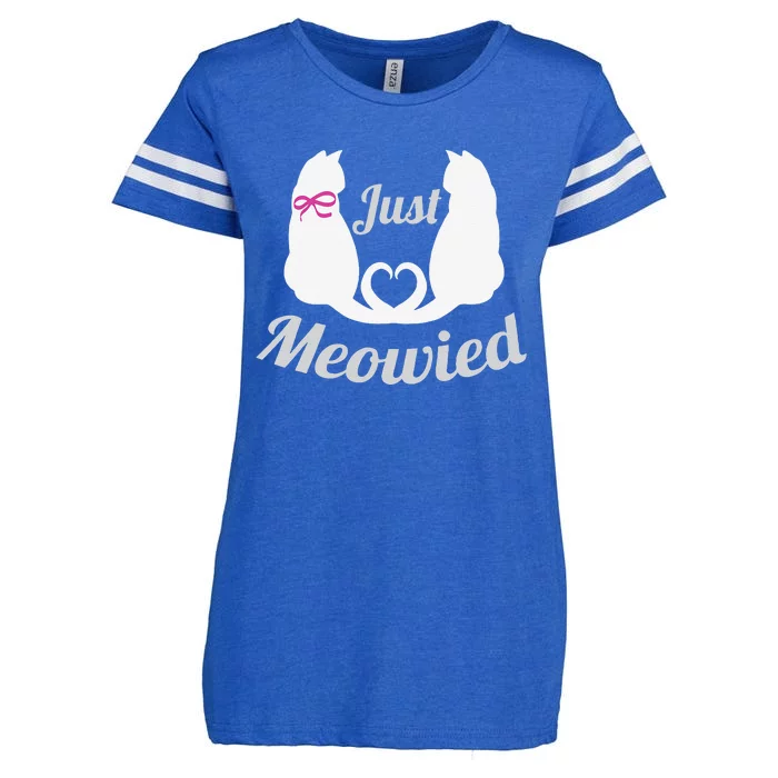 Just Meowied Funny Cute Married Couple Cat Pun Gifts Enza Ladies Jersey Football T-Shirt