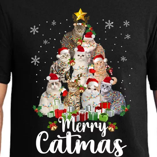 Jingle Meows Funny Cats Christmas Tees For Cat Lovers Gift Pajama Set