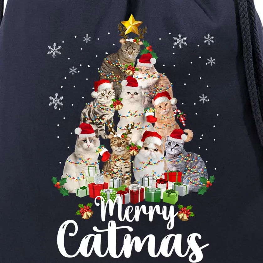 Jingle Meows Funny Cats Christmas Tees For Cat Lovers Gift Drawstring Bag