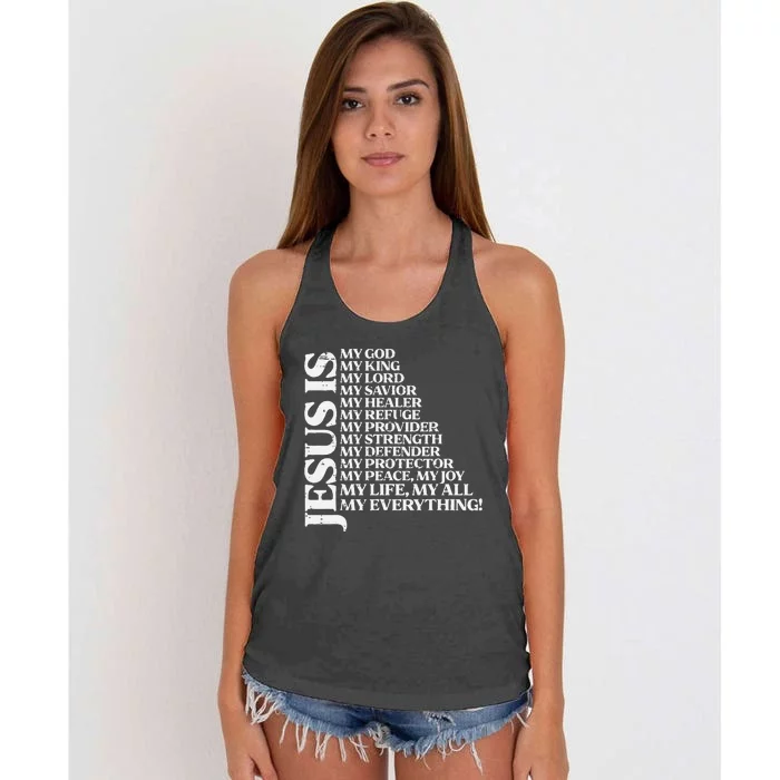 Jesus My God King Lord Religious Christian Women's Knotted Racerback Tank