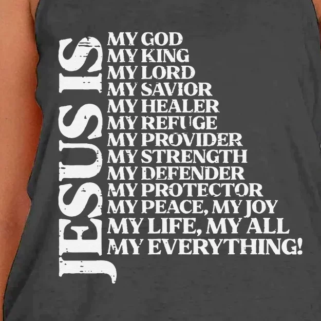 Jesus My God King Lord Religious Christian Women's Knotted Racerback Tank