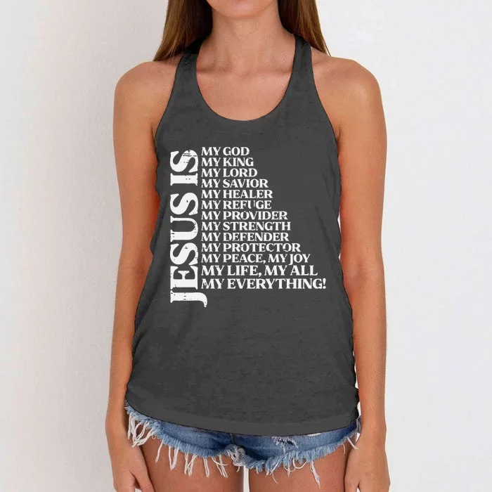 Jesus My God King Lord Religious Christian Women's Knotted Racerback Tank