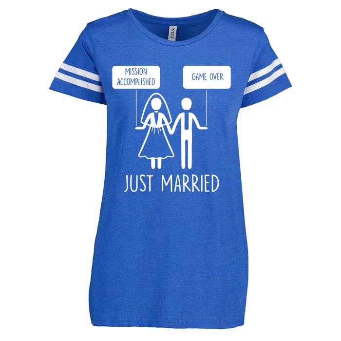 Just Married Game Over Bride Enza Ladies Jersey Football T-Shirt