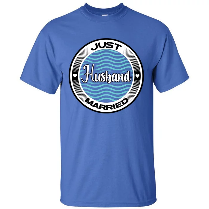 Just Married Husband Honeymoon Cruise Groom Wedding Gift Tall T-Shirt