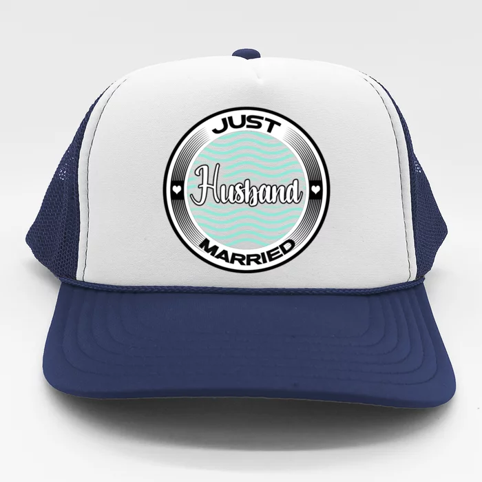 Just Married Husband Honeymoon Cruise Groom Wedding Gift Trucker Hat