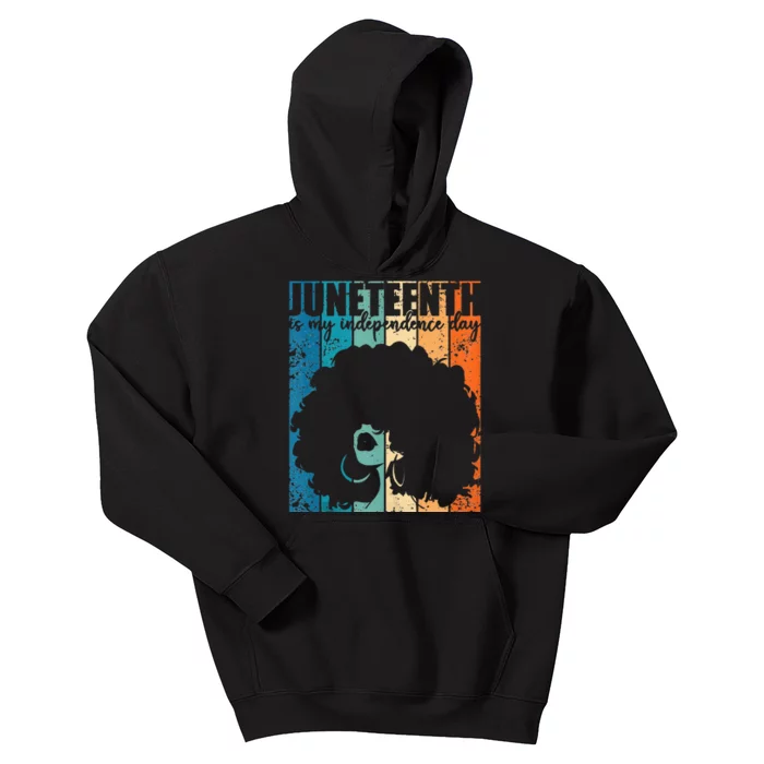 Juneteenth My Independence Day Retro Afro Melanin Kids Hoodie