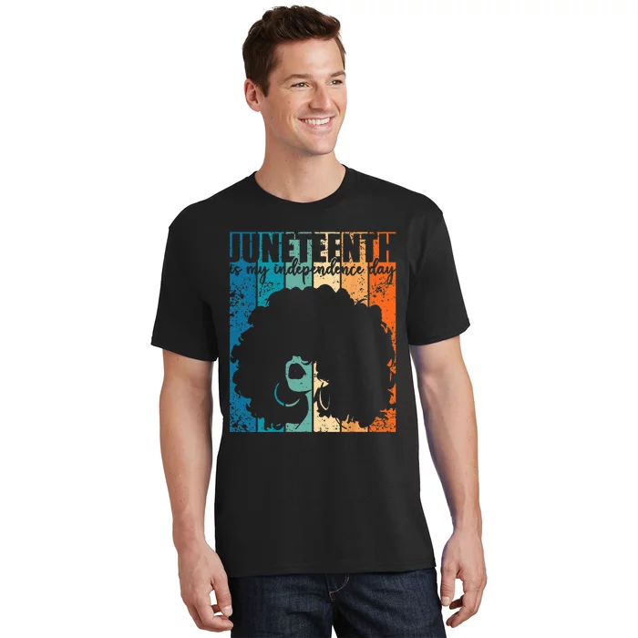 Juneteenth My Independence Day Retro Afro  Melanin T-Shirt